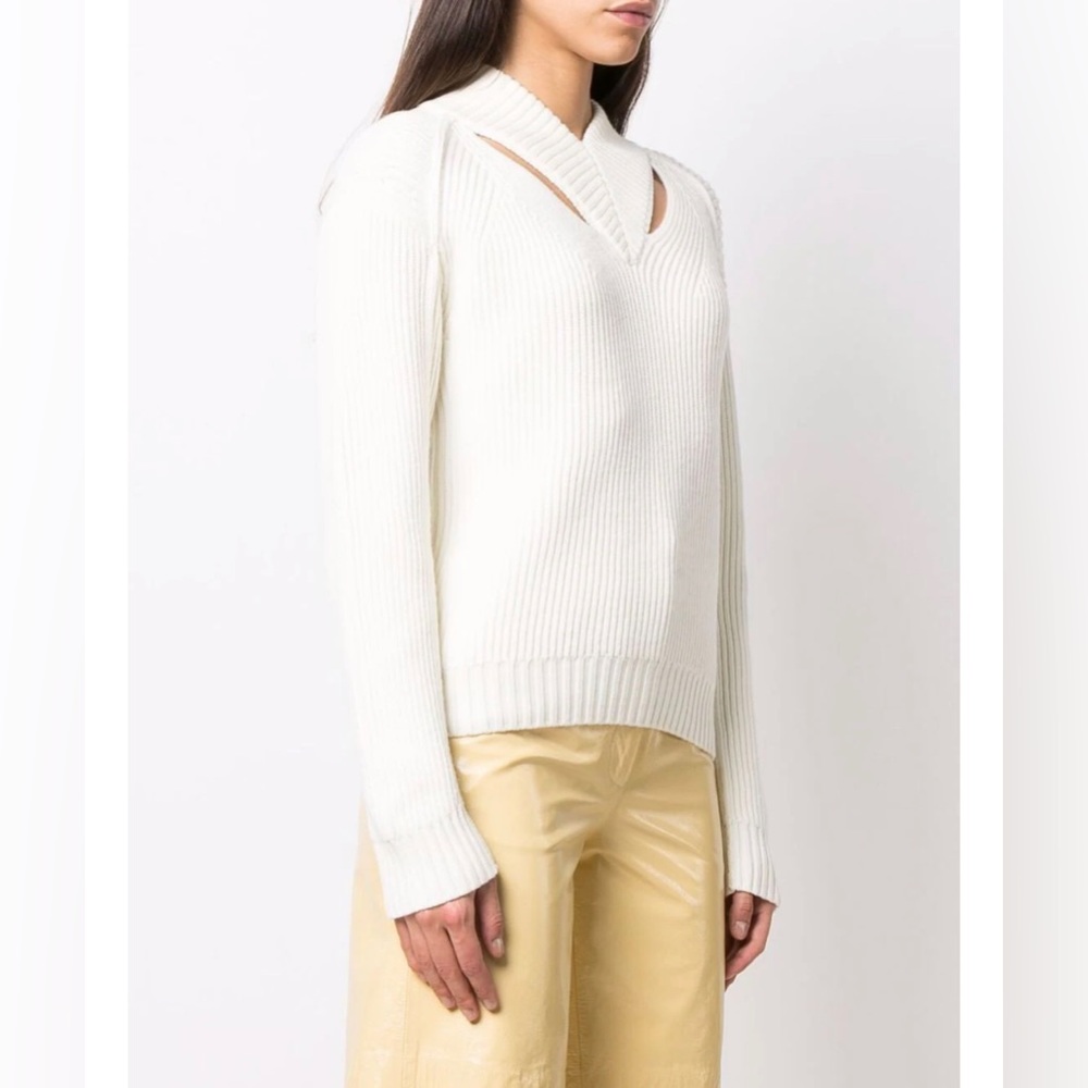 Proenza Schouler White Label white V-neck jumper, size small, NWOT